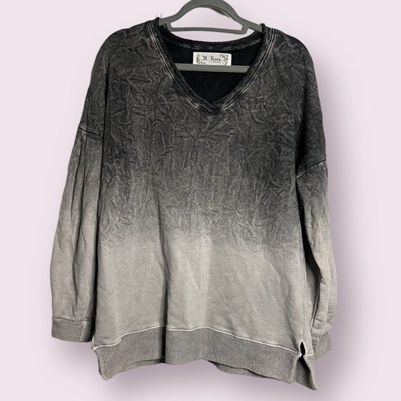 M. Rena Sweaters - M. Rena Grey Ombré Oversized Pullover Sweater Small